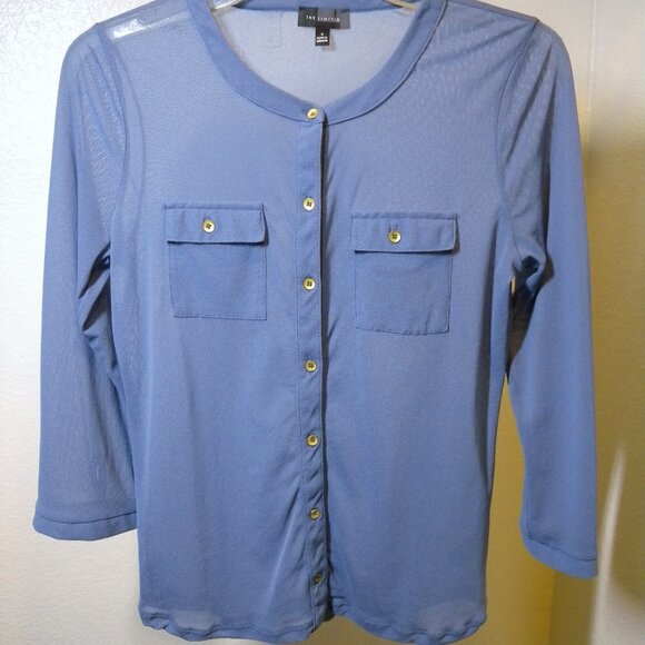 The Limited semi sheer periwinkle Button Down Top - Picture 3 of 9